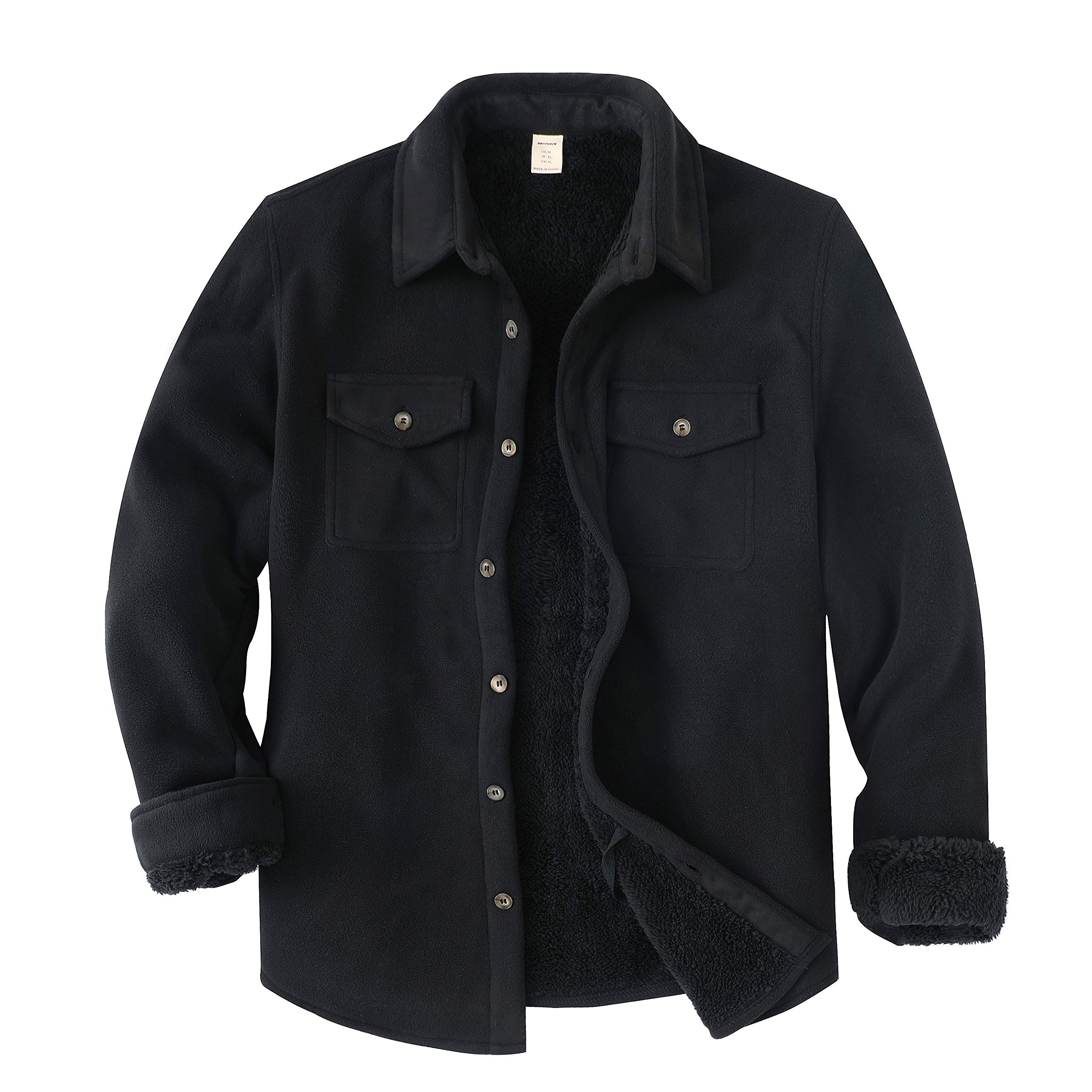 Men's Warm Sherpa Lined Fleece Plaid Flannel Shirt Jacket(All
